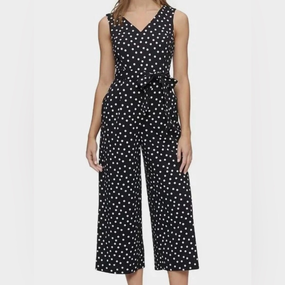 Calvin Klein Black and White Polka Dot Jumpsuit